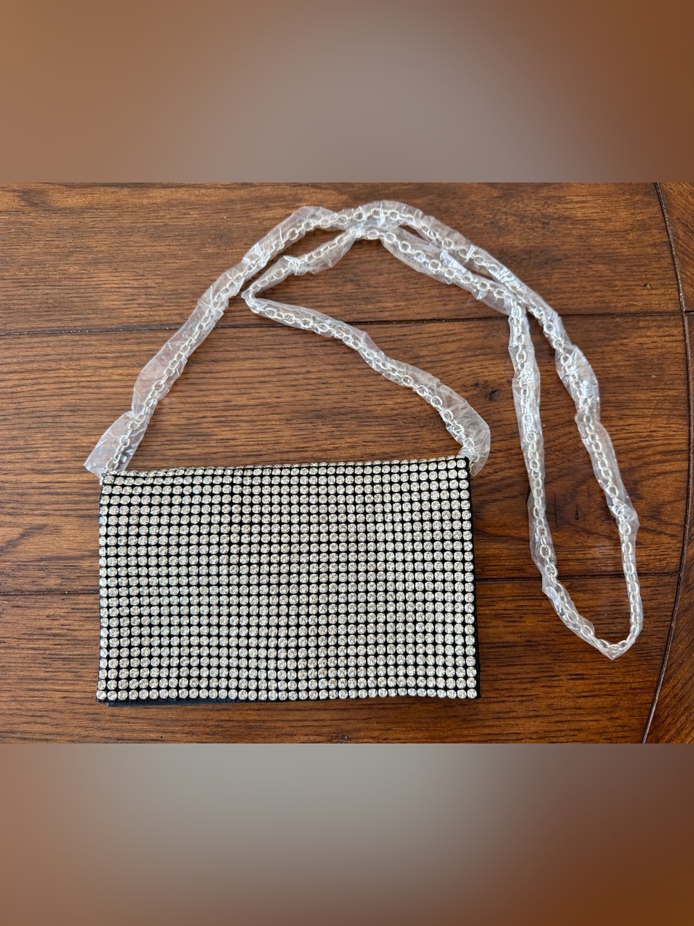 Brand new-Rhinestone Mesh Evening Clutch - Black